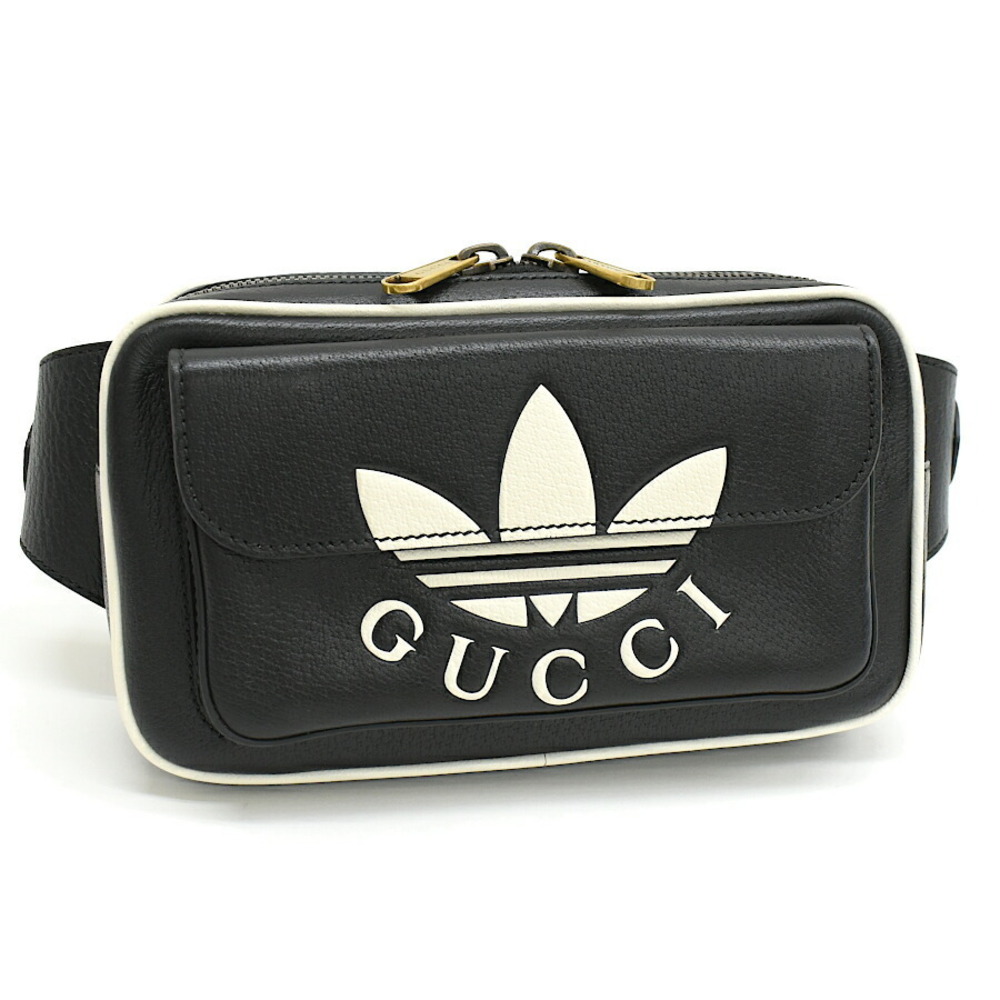 Gucci Adidas Trefoil Body Bum Crossbody Belt Bag Leather Black
